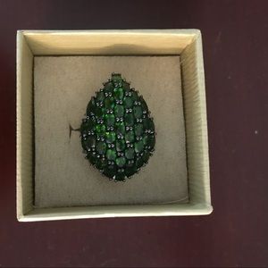 Green Russian Chrome Diopside Sterling Silver Ring